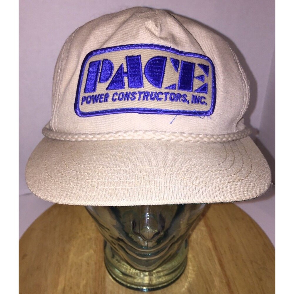 Vintage PACE Power Constructors INC Hat Cap Snapback Cord HOME IMPROVEMENT USA